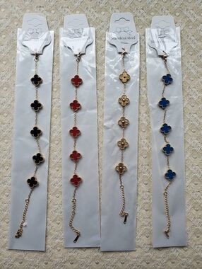 4 Pack STAINLESS STEEL clover Bracelets